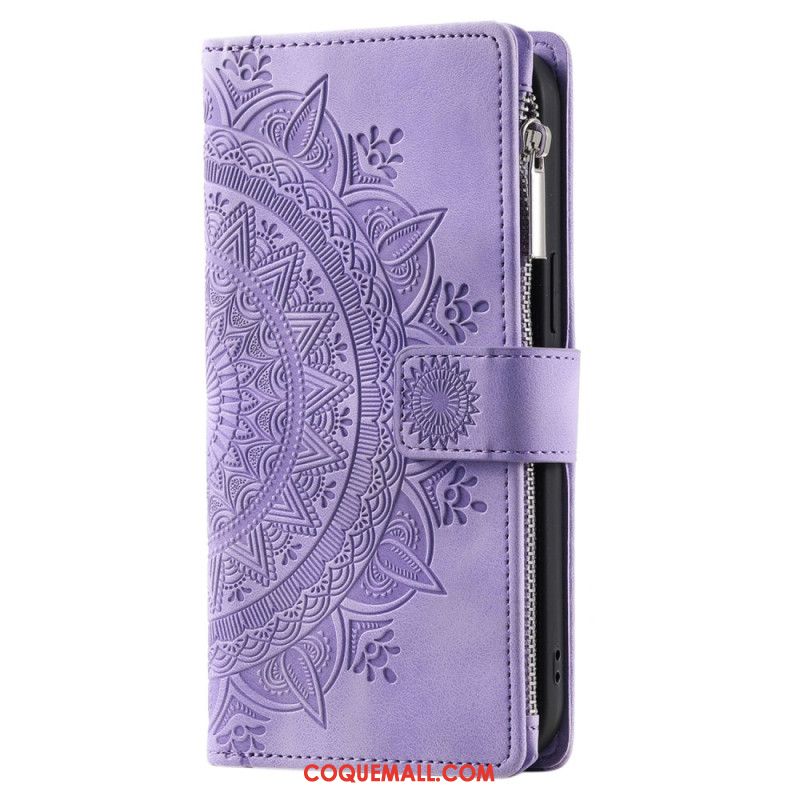 Housse Xiaomi Redmi Note 13 5G Portefeuille Effet Cuir Mandala à Lanière