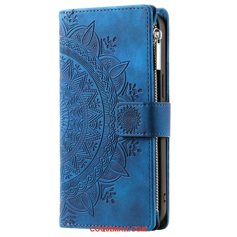 Housse Xiaomi Redmi Note 13 5G Portefeuille Effet Cuir Mandala à Lanière