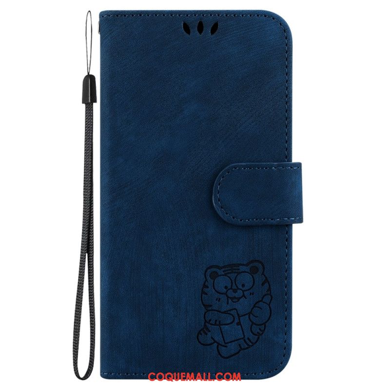 Housse Xiaomi Redmi Note 13 Pro Plus 5G Tigre Mignon à Lanière