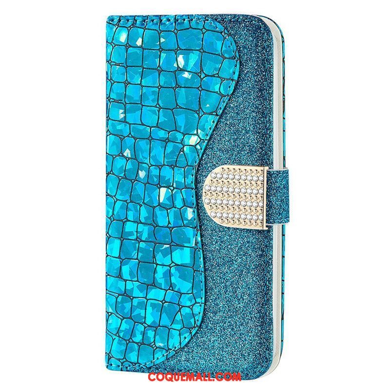 Housse iPhone 13 Mini Croco Diamants