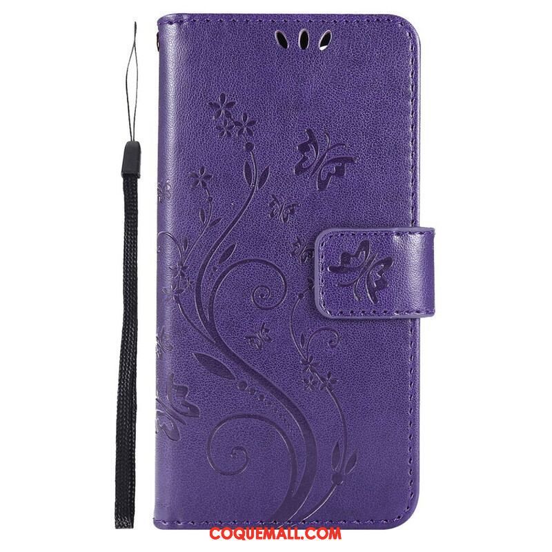 Housse iPhone 13 Pro Fleurs Graphiques à Lanière