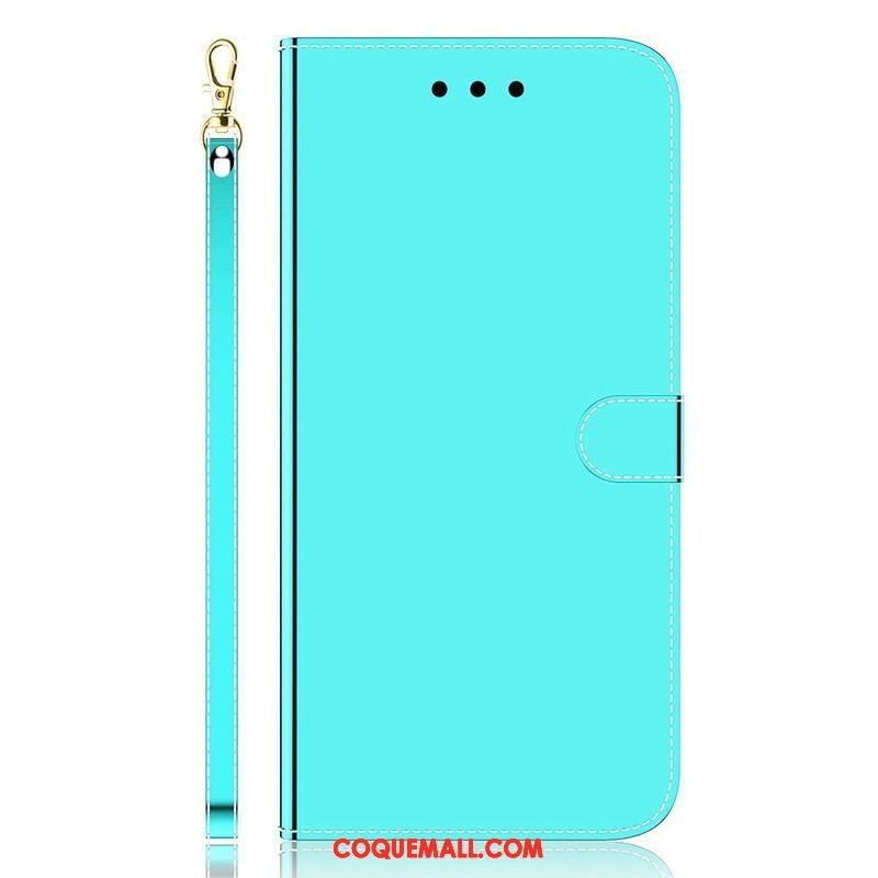 Housse iPhone 13 Pro Max Simili Cuir Couverture Miroir