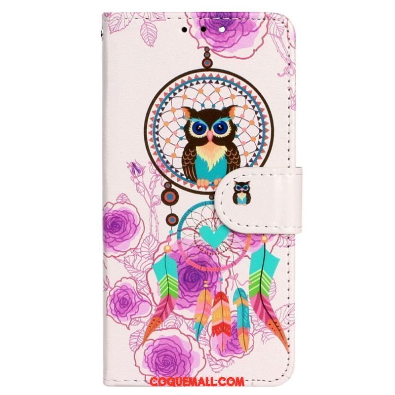 Housse iPhone 15 Plus Hibou Tribal à Lanière