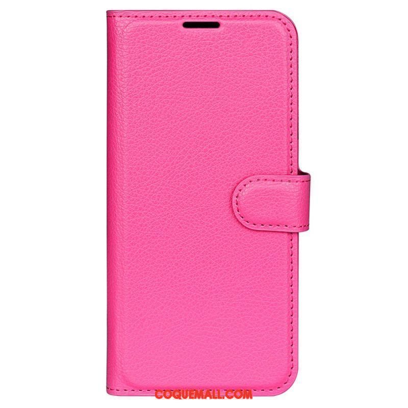 Housse iPhone 15 Plus Simili Cuir Litchi Classique