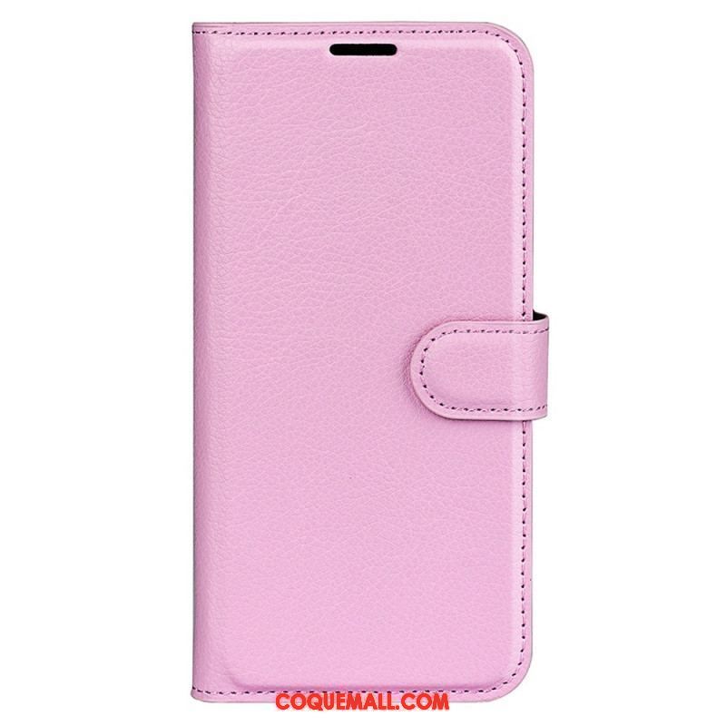 Housse iPhone 15 Plus Simili Cuir Litchi Classique