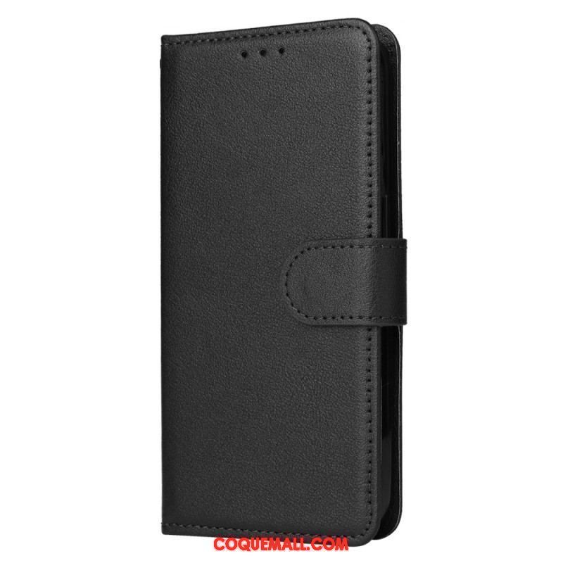 Housse iPhone 15 Plus Style Cuir Classique à Lanière