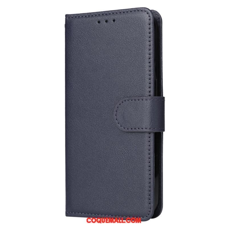 Housse iPhone 15 Plus Style Cuir Classique à Lanière