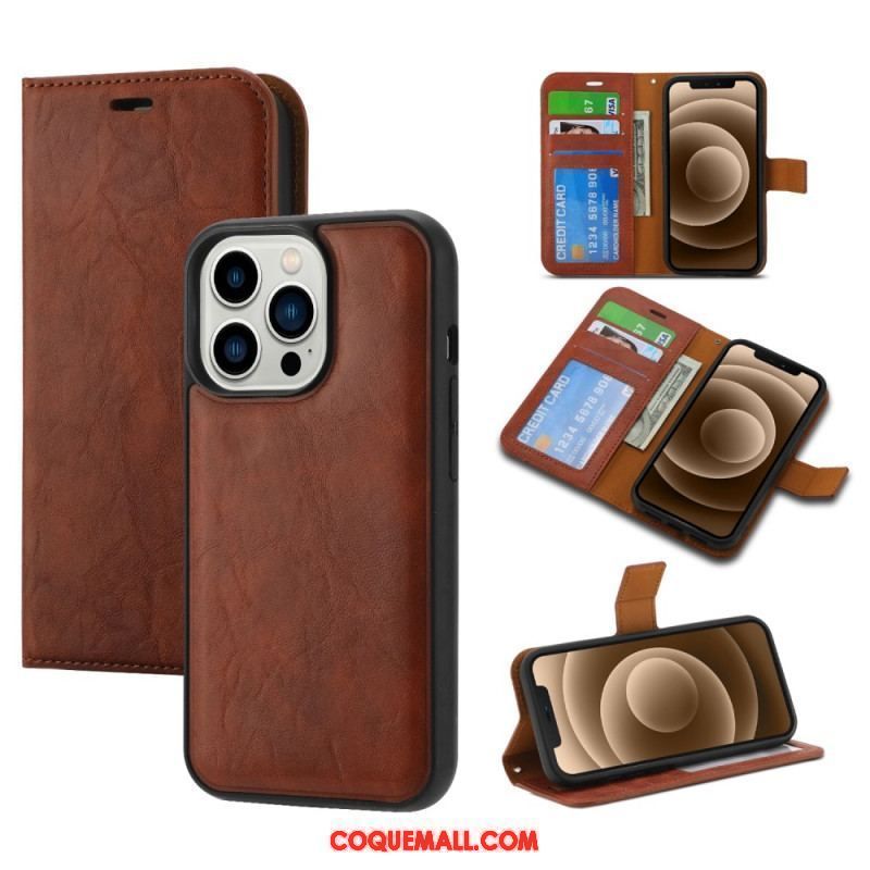 Housse iPhone 15 Plus Style Vintage avec Coque Détachable