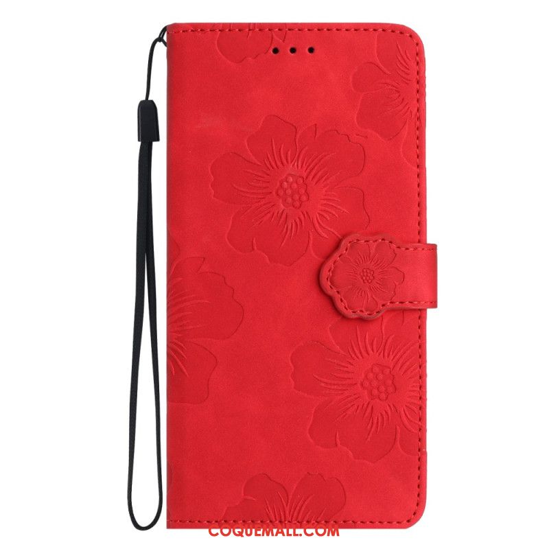 Housse iPhone 16 Motif Floral à Lanière