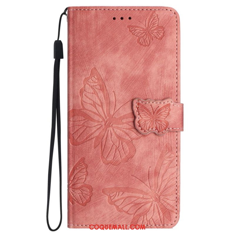 Housse iPhone 16 Plus Empreinte Papillons à Lanière