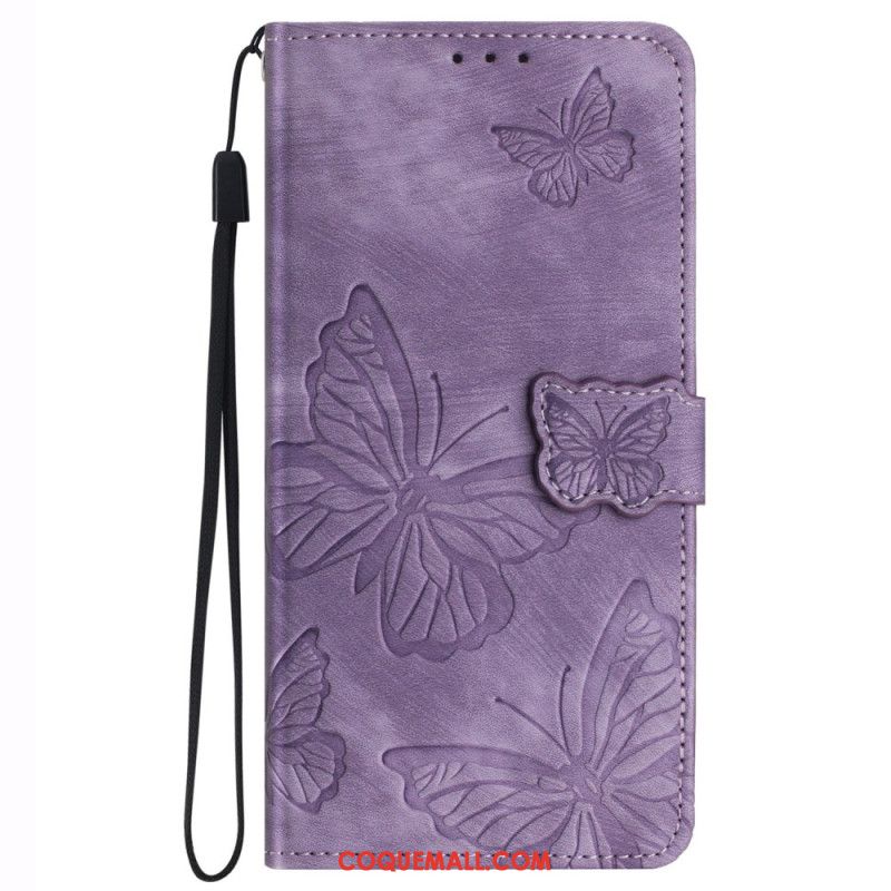 Housse iPhone 16 Plus Empreinte Papillons à Lanière