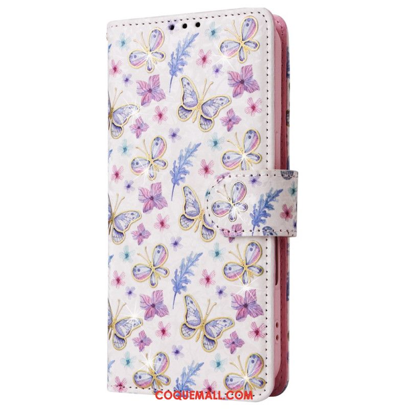 Housse iPhone 16 Plus Portefeuille Bloquant RFID Florale