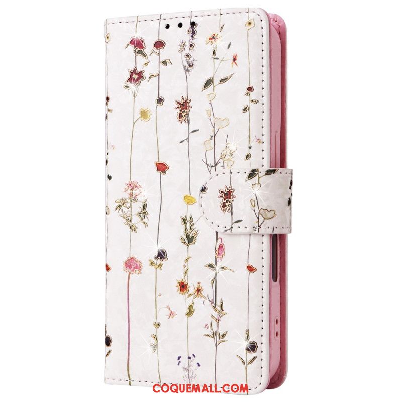 Housse iPhone 16 Plus Portefeuille Bloquant RFID Florale