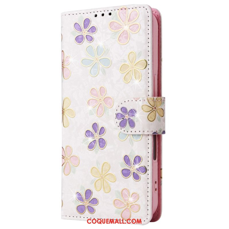 Housse iPhone 16 Plus Portefeuille Bloquant RFID Florale