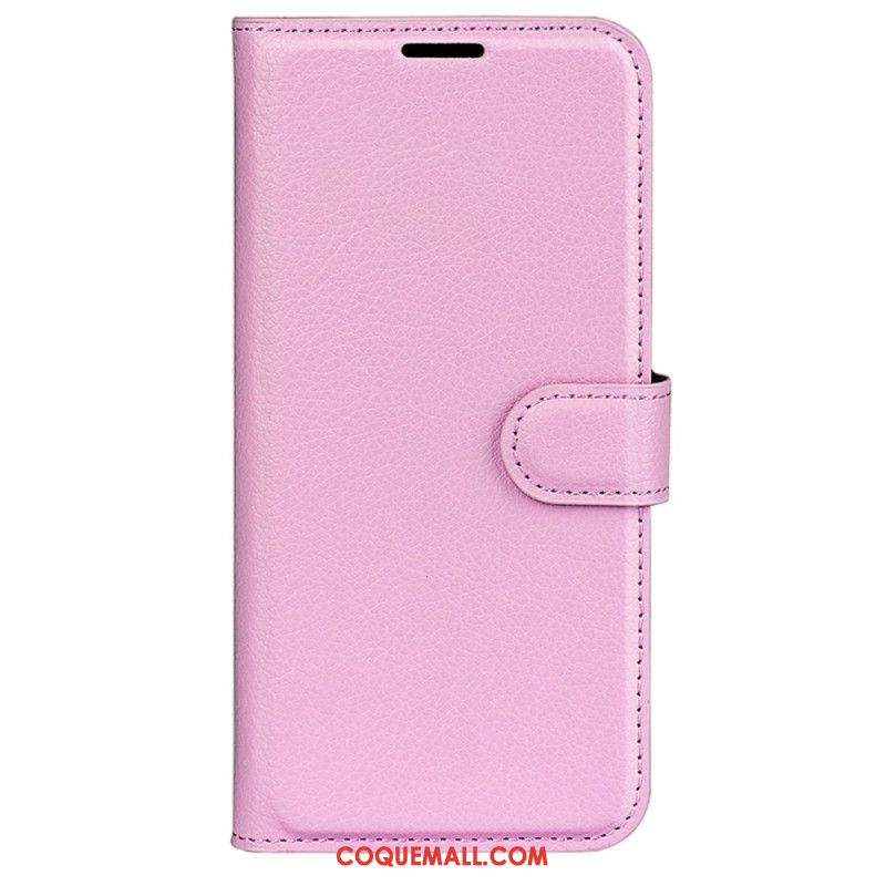 Housse iPhone 16 Plus Simili Cuir Litchi