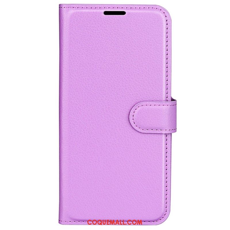 Housse iPhone 16 Plus Simili Cuir Litchi