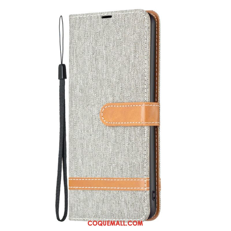 Housse iPhone 16 Plus Tissu Jeans à Lanière