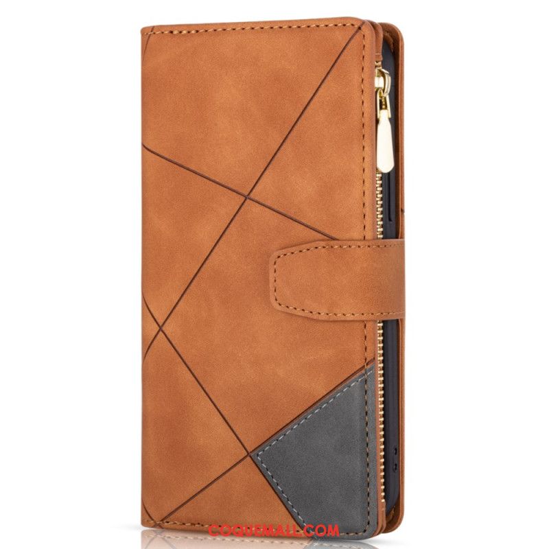 Housse iPhone 16 Pro Max Portefeuille Motif Géométrique