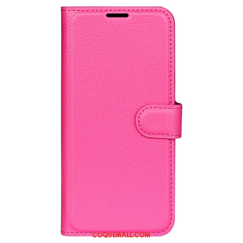 Housse iPhone 16 Pro Max Simili Cuir Litchi Classique