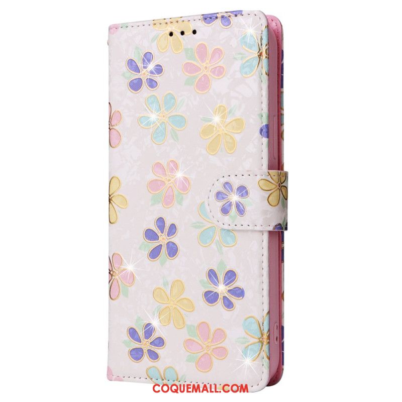 Housse iPhone 16 Pro Portefeuille Bloqueur RFID Floral