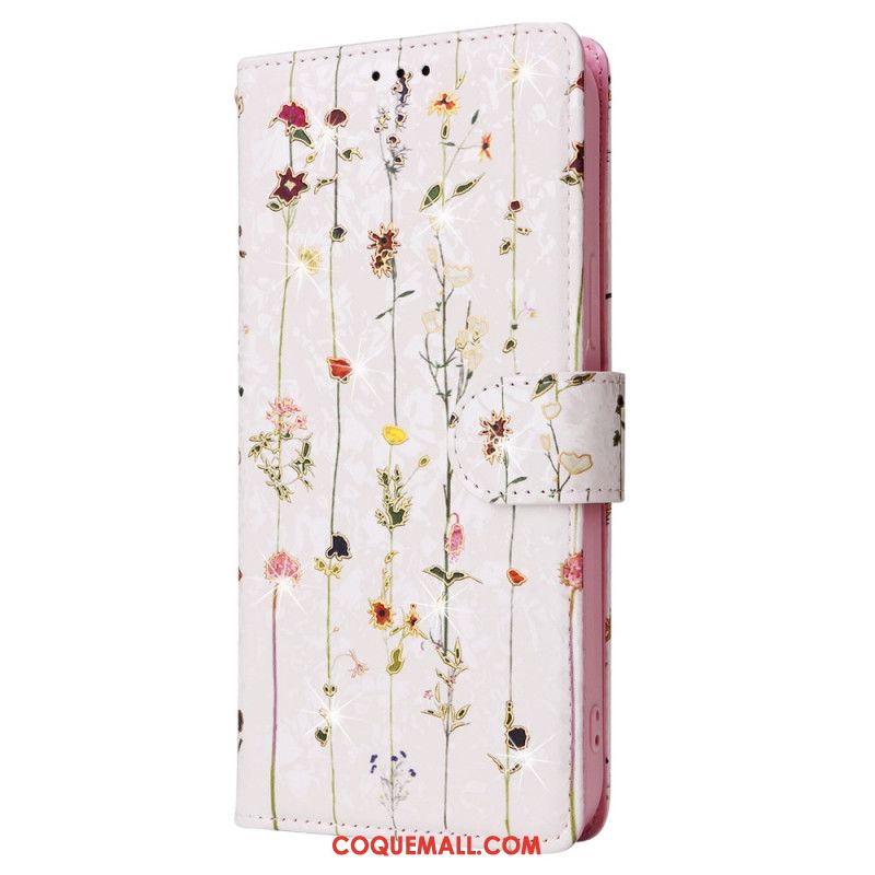 Housse iPhone 16 Pro Portefeuille Bloqueur RFID Floral