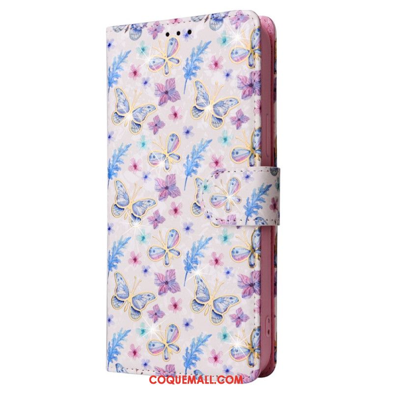 Housse iPhone 16 Pro Portefeuille Bloqueur RFID Floral