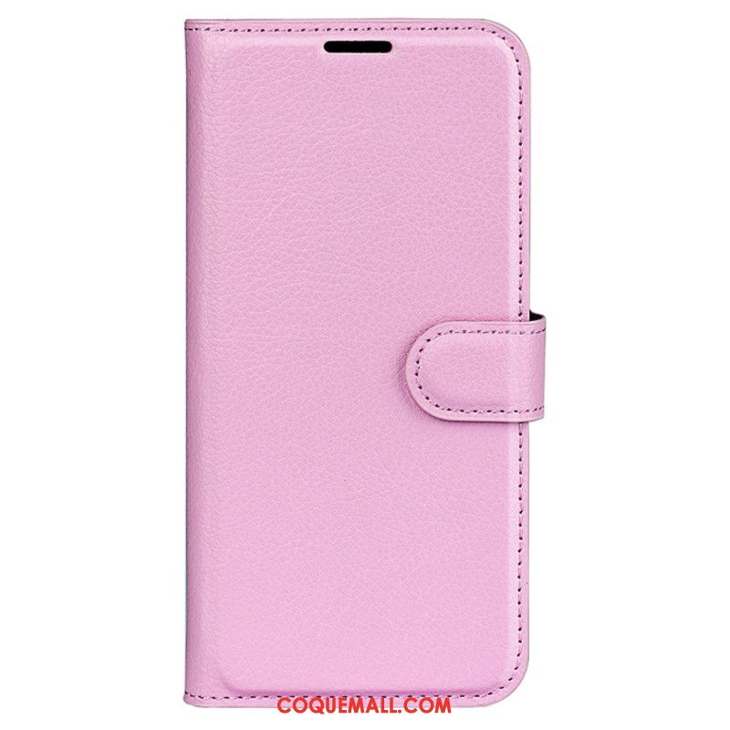 Housse iPhone 16 Pro Simili Cuir Litchi Classique