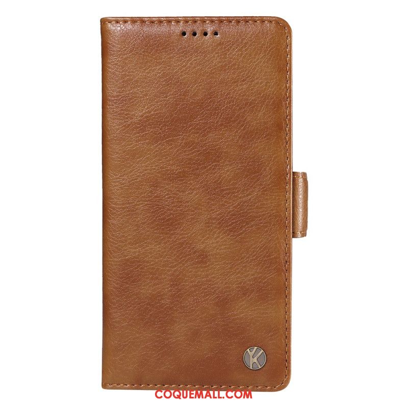 Housse iPhone 16 Simili Cuir Vintage YIKATU