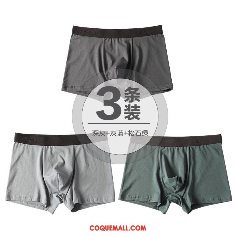 Shorty Homme Mélangé Section Mince Coton, Shorty Vert Respirant