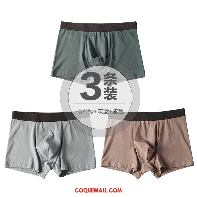 Shorty Homme Mélangé Section Mince Coton, Shorty Vert Respirant