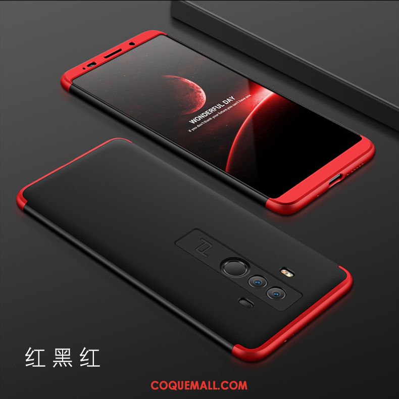 Étui Huawei Mate 10 Pro Rouge Noir Anneau, Coque Huawei Mate 10 Pro Délavé En Daim Protection