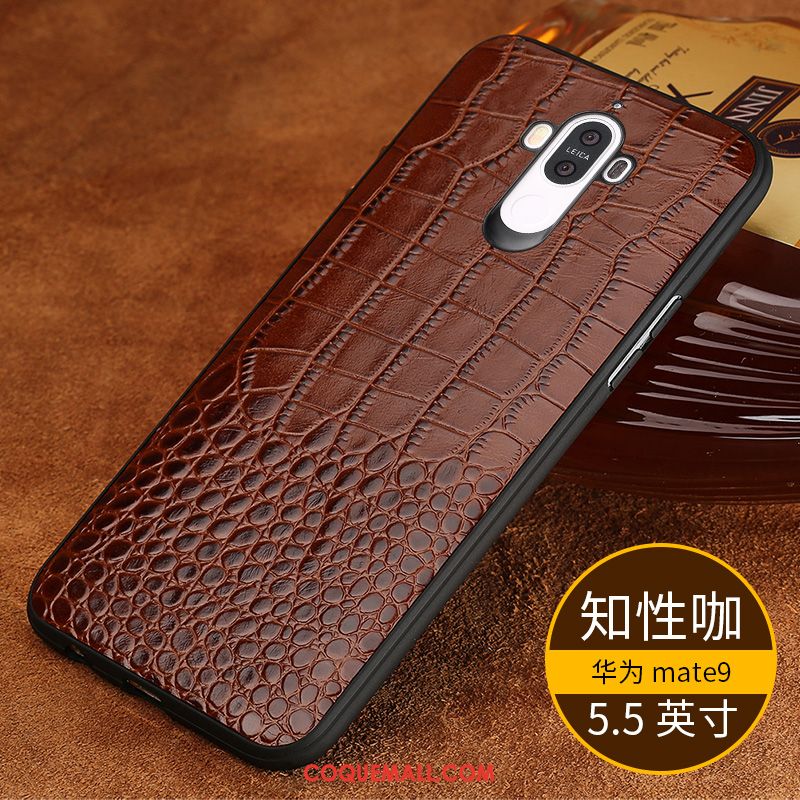 Étui Huawei Mate 9 Membrane Protection Vintage, Coque Huawei Mate 9 Téléphone Portable Support Braun