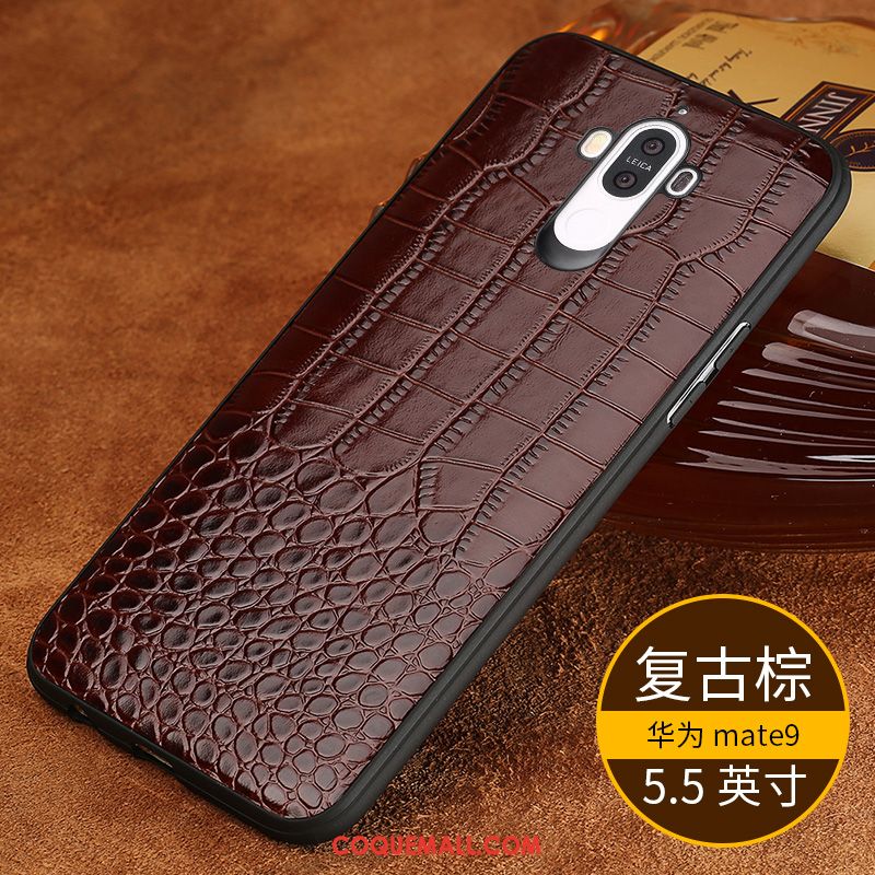 Étui Huawei Mate 9 Membrane Protection Vintage, Coque Huawei Mate 9 Téléphone Portable Support Braun