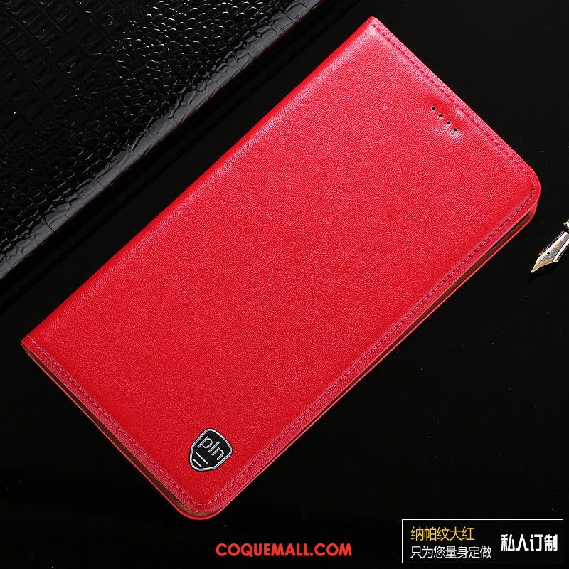 Étui Huawei Y6 Pro 2017 Téléphone Portable Rouge Étoile, Coque Huawei Y6 Pro 2017 Cuir Véritable Incassable