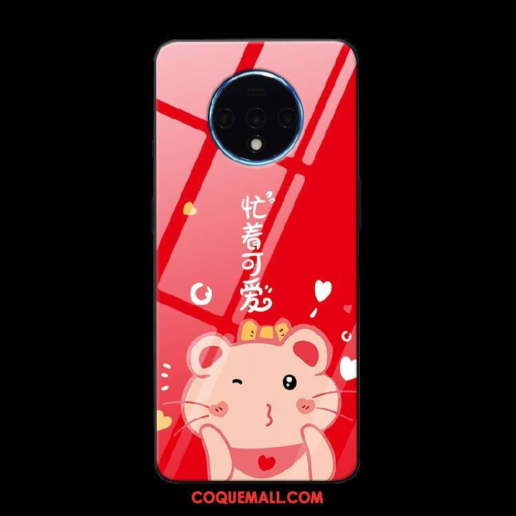 Étui Oneplus 7t Personnalisé Rouge Verre, Coque Oneplus 7t Téléphone Portable Rat