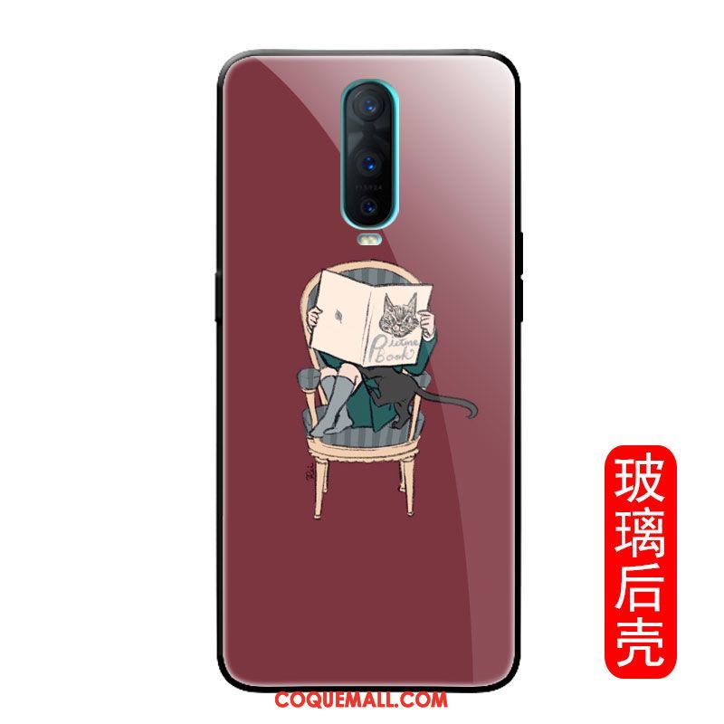 Étui Oppo R17 Pro Miroir Verre Net Rouge, Coque Oppo R17 Pro Tendance Chat