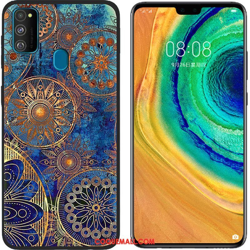 Étui Samsung Galaxy M30s Tissu Rose Peinture, Coque Samsung Galaxy M30s Fluide Doux Téléphone Portable