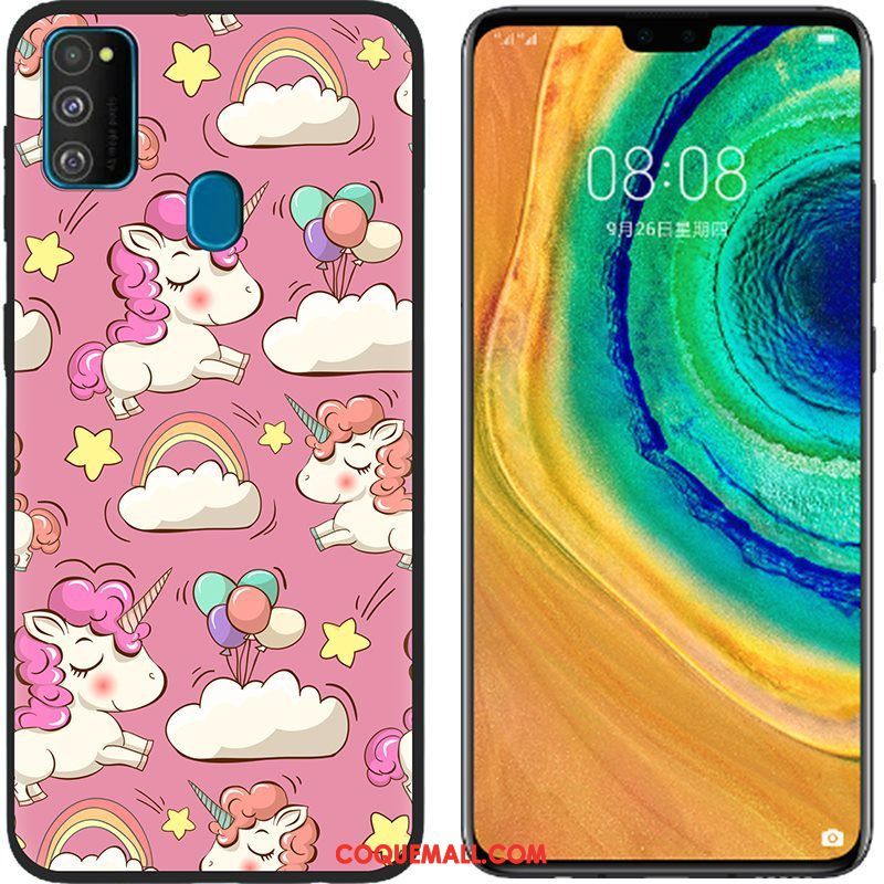 Étui Samsung Galaxy M30s Tissu Rose Peinture, Coque Samsung Galaxy M30s Fluide Doux Téléphone Portable