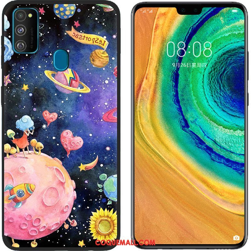 Étui Samsung Galaxy M30s Tissu Rose Peinture, Coque Samsung Galaxy M30s Fluide Doux Téléphone Portable