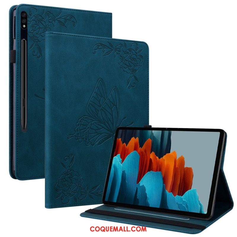 Étui Samsung Galaxy Tab S9 / S9 FE Papillons et Fleurs