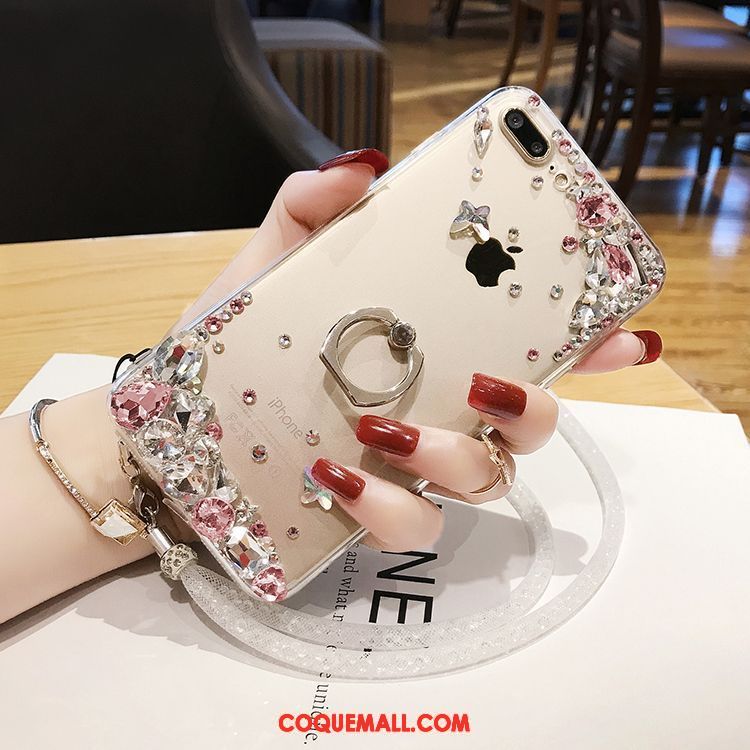 Étui iPhone 7 Plus Luxe Support Transparent, Coque iPhone 7 Plus Cou Suspendu Strass