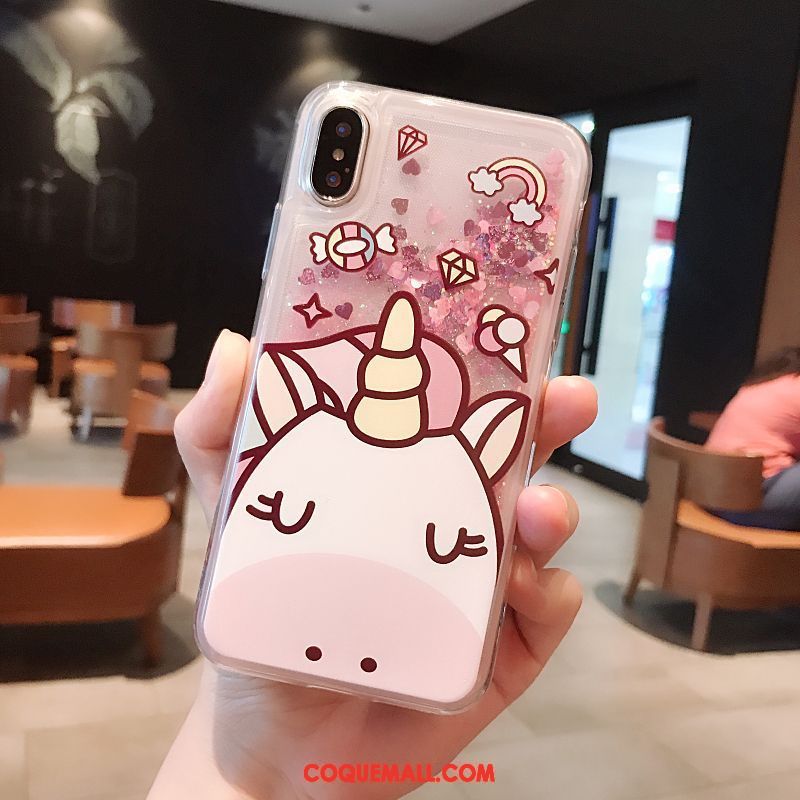 Étui iPhone X Quicksand Silicone Dessin Animé, Coque iPhone X Créatif Téléphone Portable