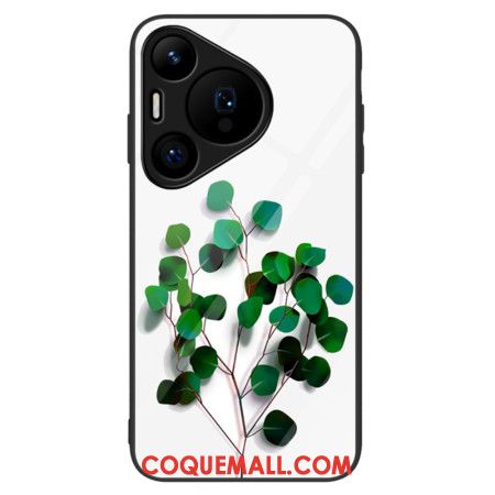 Coque Huawei Pura 70 Verre Trempé Feuilles Vertes