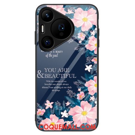 Coque Huawei Pura 70 Verre Trempé Fleurs Roses