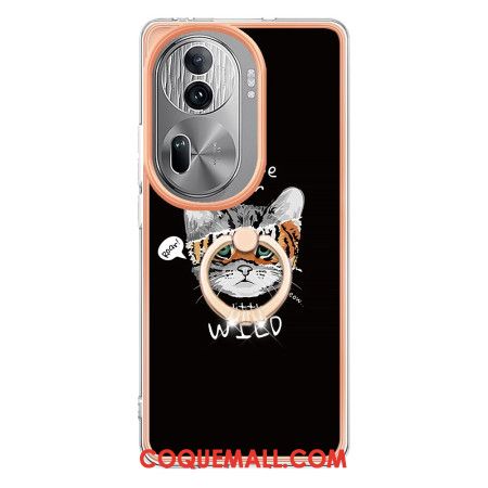 Coque Oppo Reno 11 Pro 5G Anneau-Support Motif Chat et Tigre