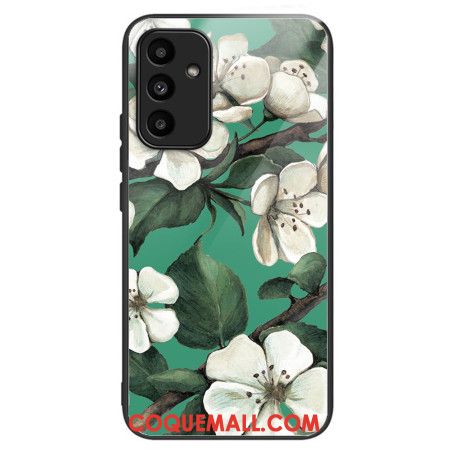 Coque Samsung Galaxy A15 5G / A15 Verre trempé Fleurs blanches