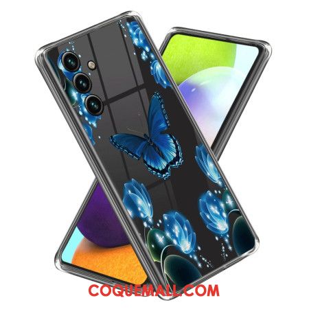 Coque Samsung Galaxy A15 5G Papillons et Fleurs Bleus