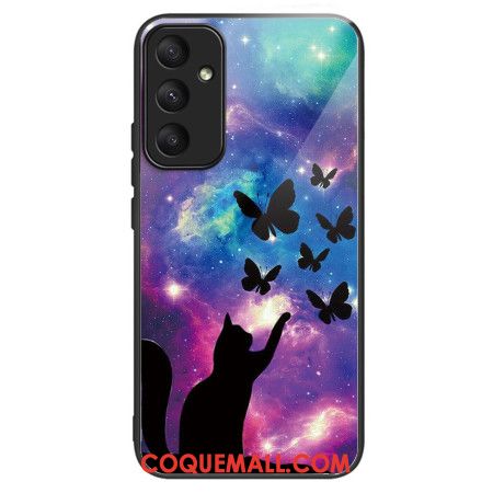 Coque Samsung Galaxy A55 5G Verre Trempé Chat et Papillons