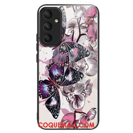 Coque Samsung Galaxy A55 5G Verre Trempé Papillons Violets