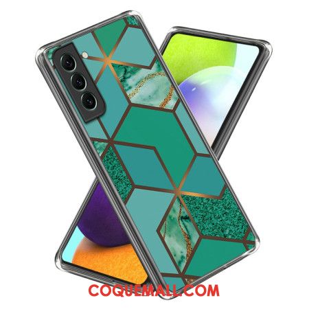 Coque Samsung Galaxy S24 5G Motif Marbre Abstrait Géométrie Verte